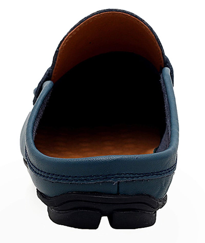 Go Tour Mens Mules Clog Slippers Breathable Leather Slip on Shoes Casual Loafers Blue 10/45 - Image 2
